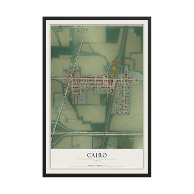 Map of Cairo, Ohio, 12 x 18 inch print in a black wood frame