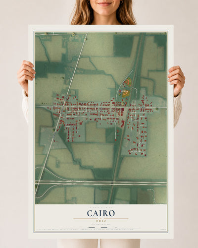 Map of Cairo, Ohio, 24 x 36 inch unframed archival matte print