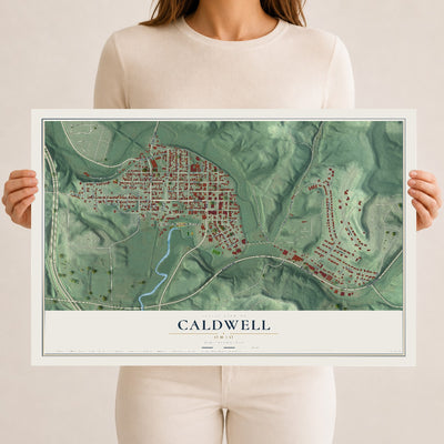 Map of Caldwell, Ohio, 12 x 18 inch unframed archival matte print