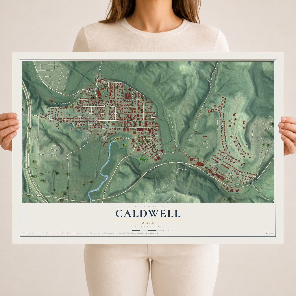 Map of Caldwell, Ohio, 18 x 24 inch unframed archival matte print