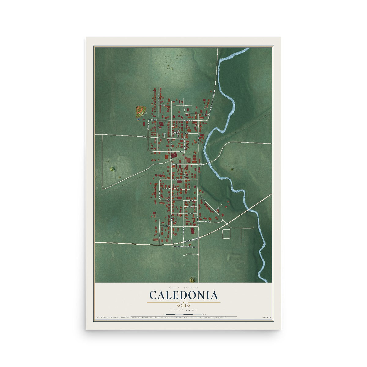 Map of Caledonia, Ohio, 12 x 18 inch unframed archival matte print