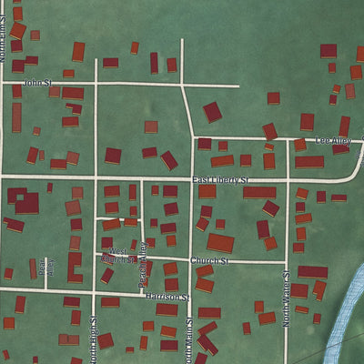 Second close-up of the map of Caledonia, Ohio print showing more streets and buildings