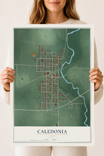 Map of Caledonia, Ohio, 18 x 24 inch unframed archival matte print