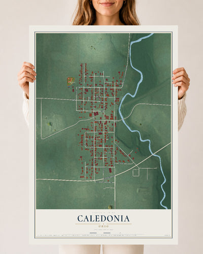 Map of Caledonia, Ohio, 24 x 36 inch unframed archival matte print