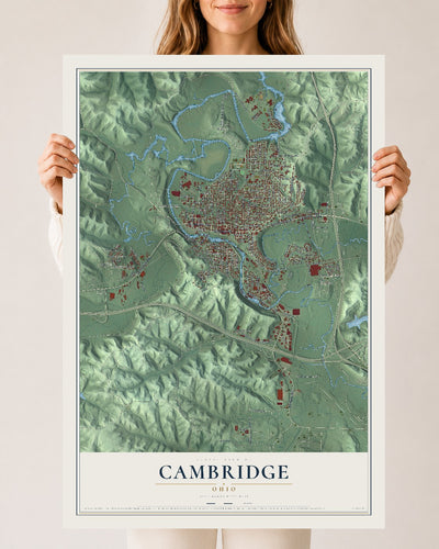 Map of Cambridge, Ohio, 24 x 36 inch unframed archival matte print