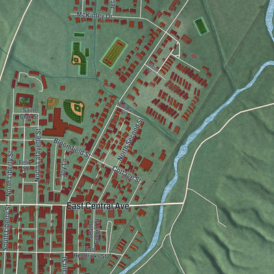 Close-up of the map of Camden, Ohio print showing street and building detail