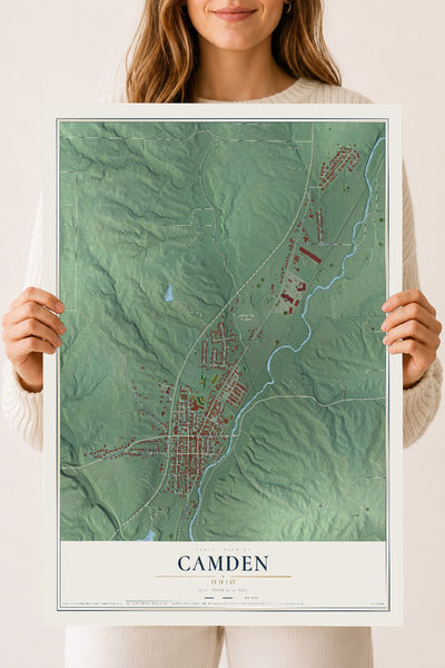 Map of Camden, Ohio, 18 x 24 inch unframed archival matte print
