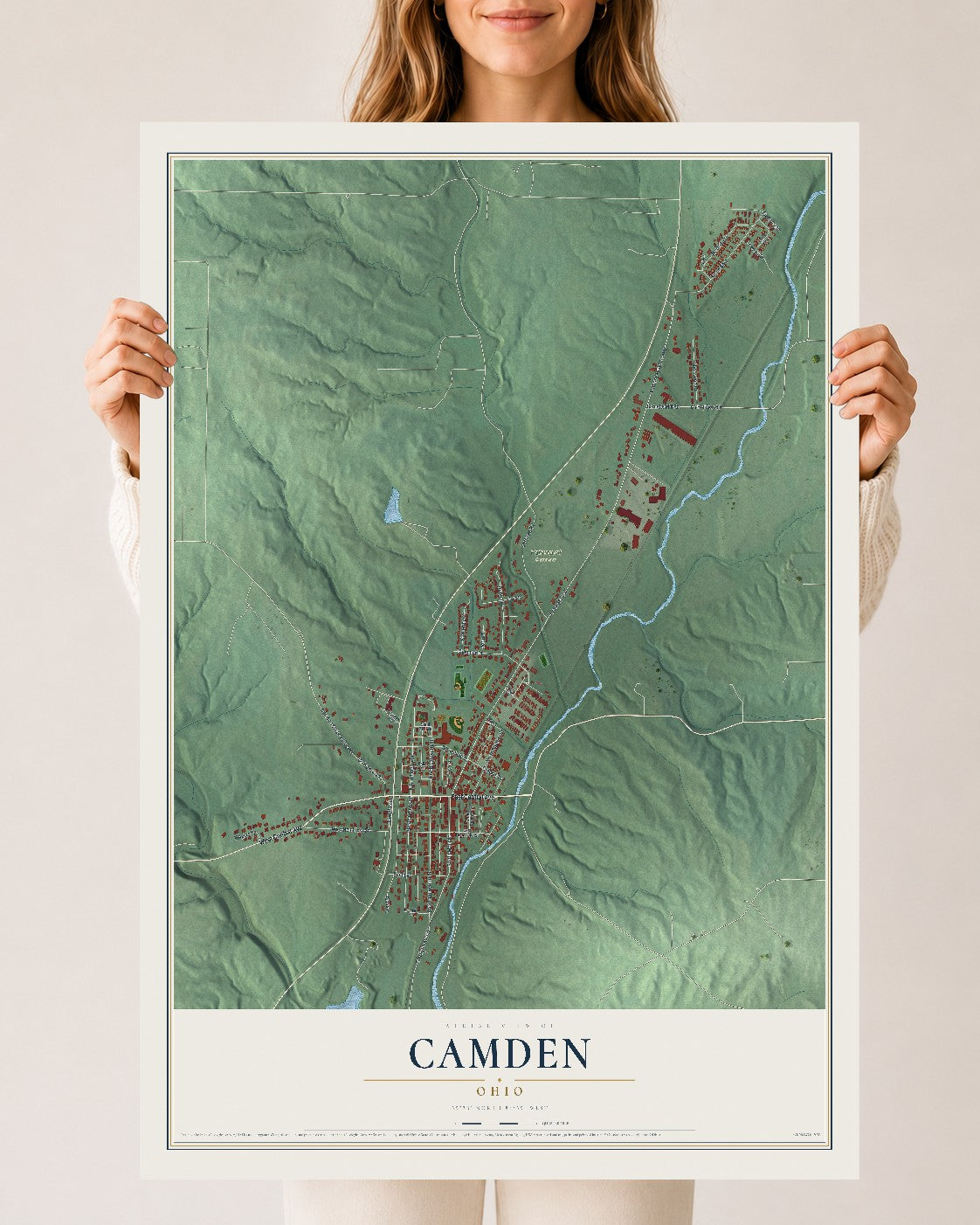 Map of Camden, Ohio, 24 x 36 inch unframed archival matte print