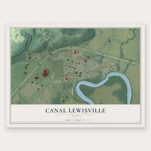 Canal Lewisville, Ohio map print, the full design