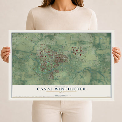 Map of Canal Winchester, Ohio, 12 x 18 inch unframed archival matte print