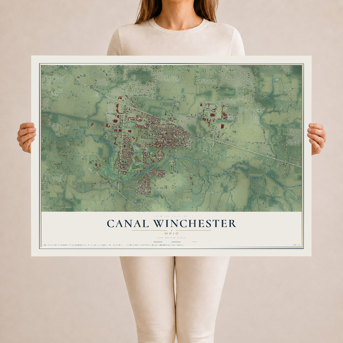 Map of Canal Winchester, Ohio, 24 x 36 inch unframed archival matte print