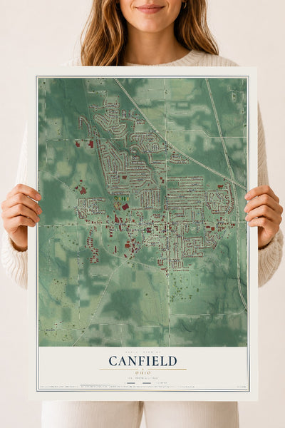 Map of Canfield, Ohio, 18 x 24 inch unframed archival matte print