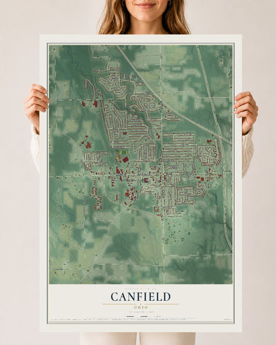 Map of Canfield, Ohio, 24 x 36 inch unframed archival matte print
