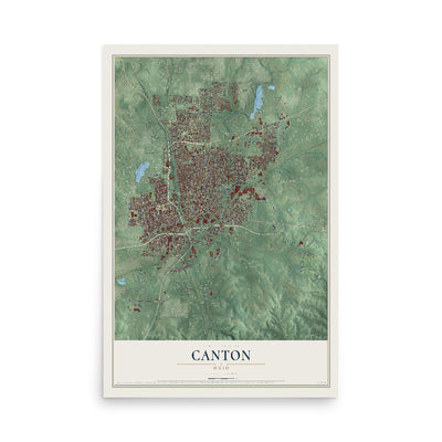 Map of Canton, Ohio, 12 x 18 inch unframed archival matte print