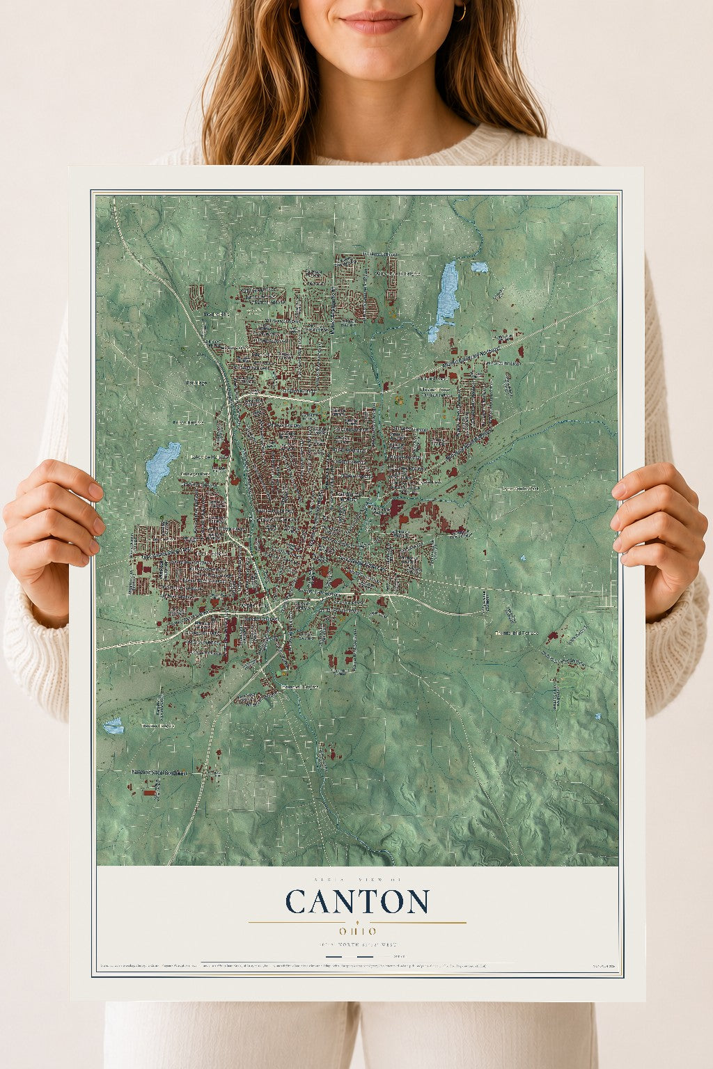 Map of Canton, Ohio, 18 x 24 inch unframed archival matte print
