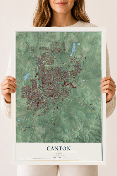 Map of Canton, Ohio, 18 x 24 inch unframed archival matte print