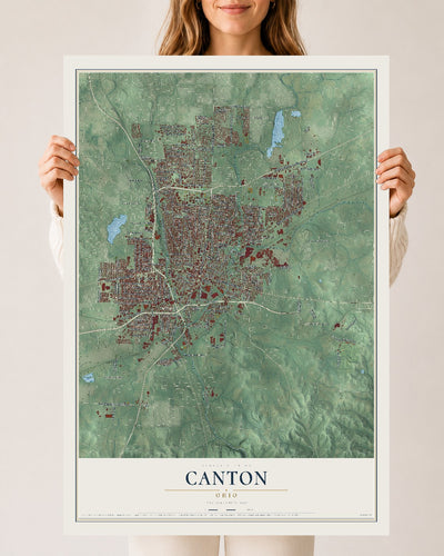 Map of Canton, Ohio, 24 x 36 inch unframed archival matte print