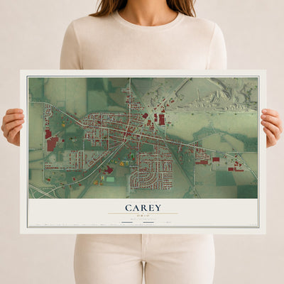 Map of Carey, Ohio, 12 x 18 inch unframed archival matte print