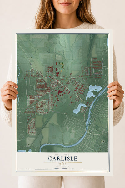 Map of Carlisle, Ohio, 18 x 24 inch unframed archival matte print