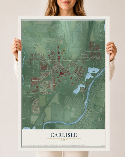 Map of Carlisle, Ohio, 24 x 36 inch unframed archival matte print