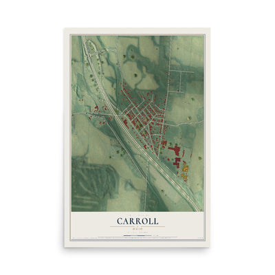 Map of Carroll, Ohio, 12 x 18 inch unframed archival matte print