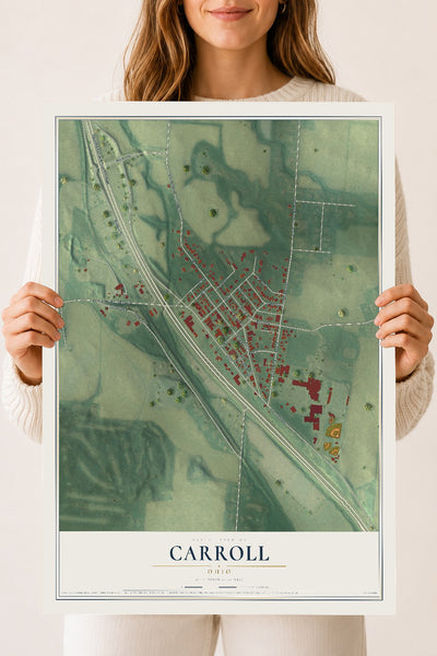 Map of Carroll, Ohio, 18 x 24 inch unframed archival matte print