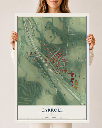 Map of Carroll, Ohio, 24 x 36 inch unframed archival matte print