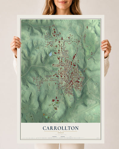 Map of Carrollton, Ohio, 24 x 36 inch unframed archival matte print