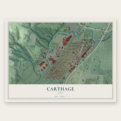 Carthage, Ohio map print, the full design
