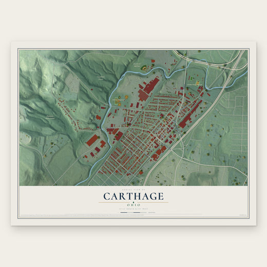 Carthage, Ohio map print, the full design