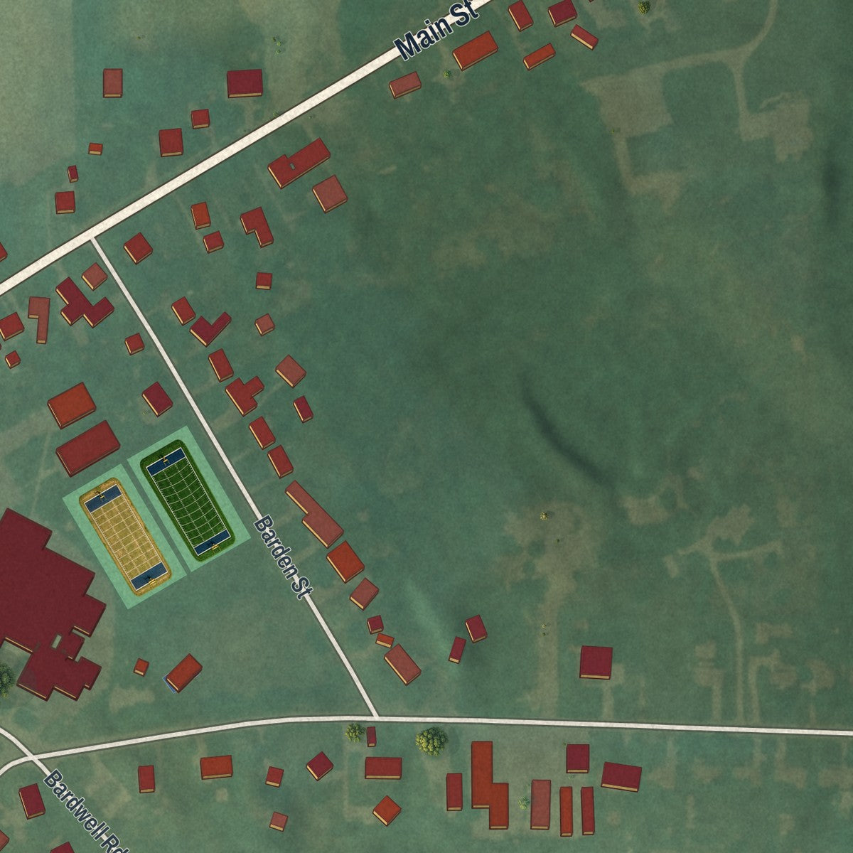 Second close-up of the map of Castalia, Ohio print showing more streets and buildings