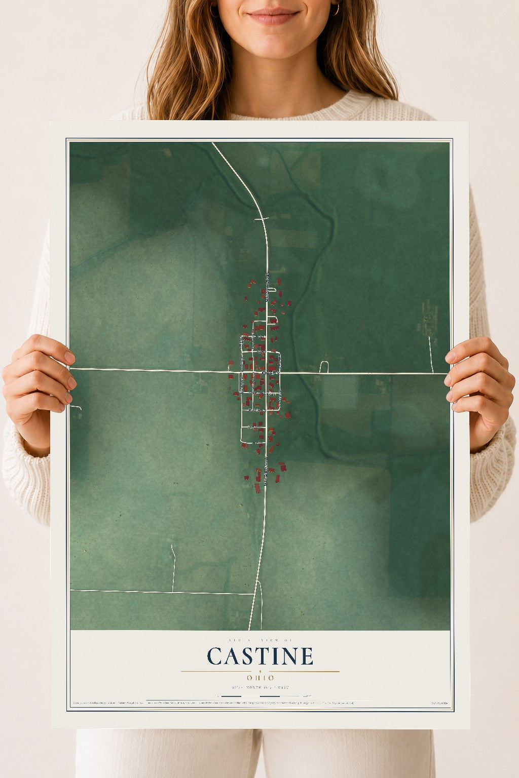 Map of Castine, Ohio, 18 x 24 inch unframed archival matte print