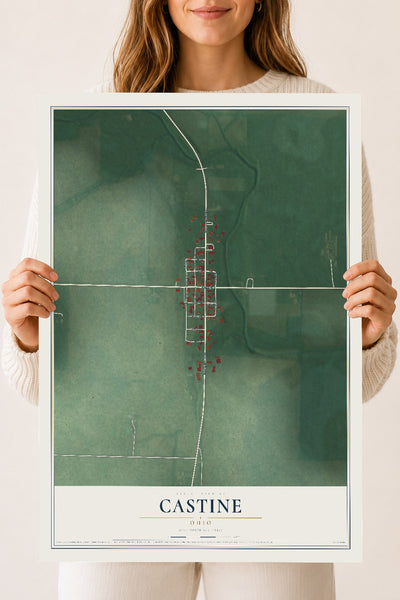 Map of Castine, Ohio, 18 x 24 inch unframed archival matte print