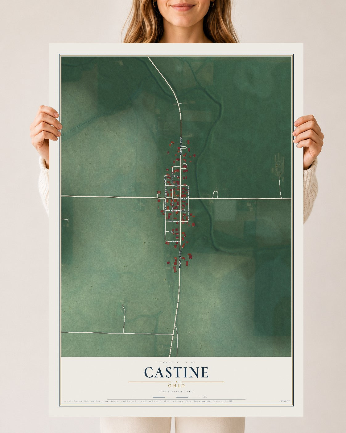 Map of Castine, Ohio, 24 x 36 inch unframed archival matte print