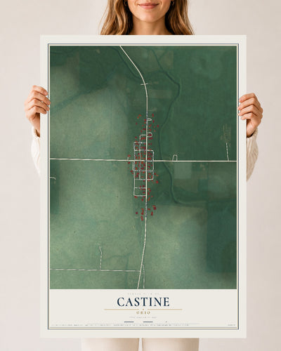 Map of Castine, Ohio, 24 x 36 inch unframed archival matte print