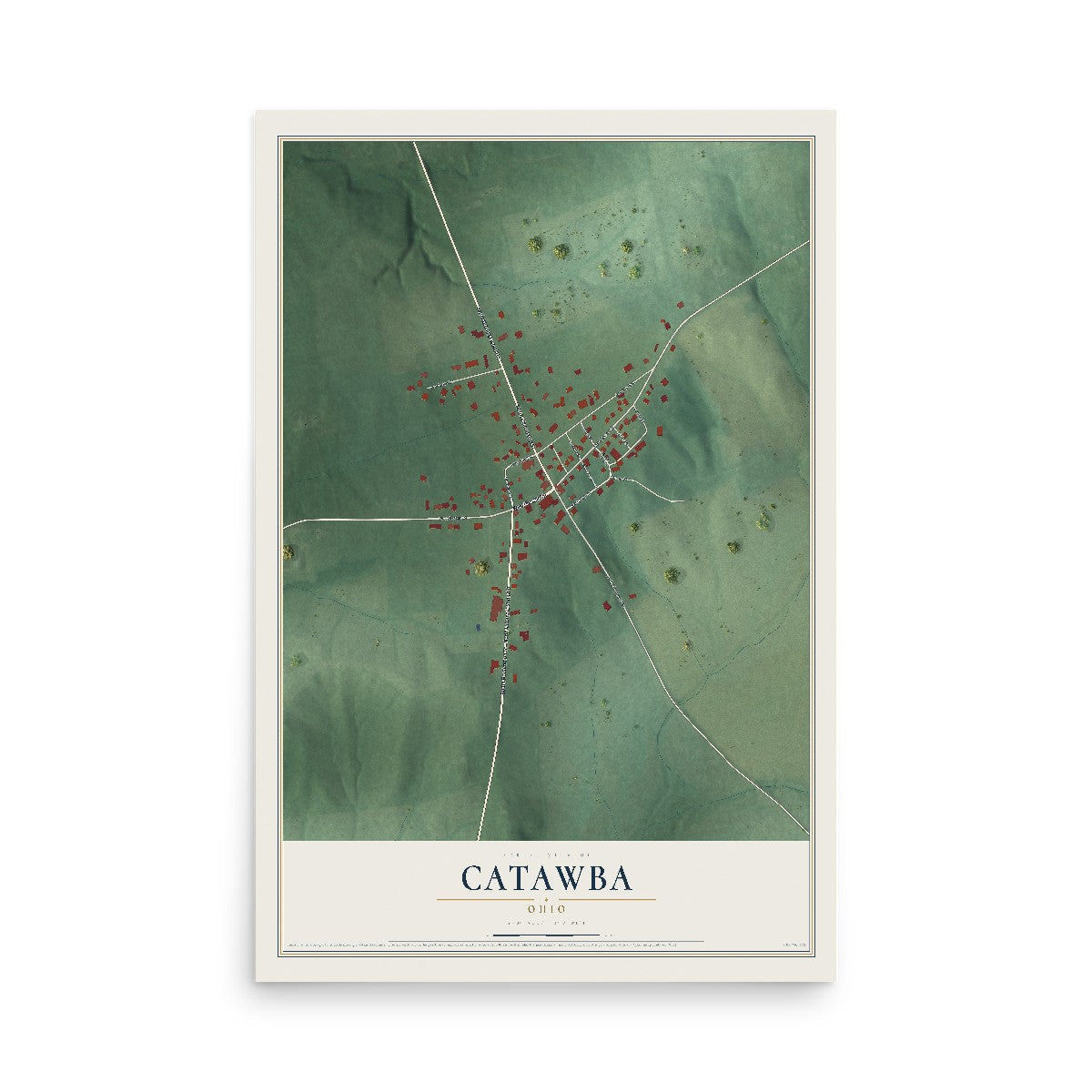 Map of Catawba, Ohio, 12 x 18 inch unframed archival matte print