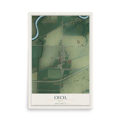 Map of Cecil, Ohio, 12 x 18 inch unframed archival matte print