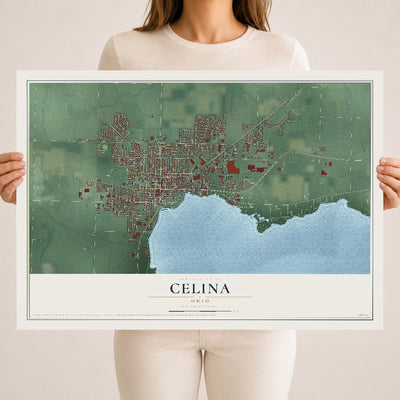 Map of Celina, Ohio, 18 x 24 inch unframed archival matte print