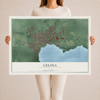 Map of Celina, Ohio, 24 x 36 inch unframed archival matte print