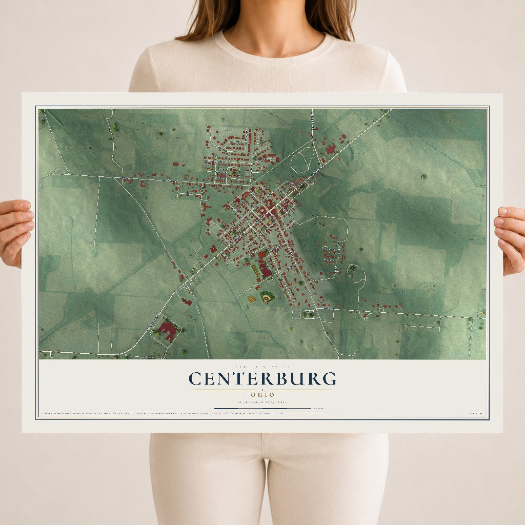 Map of Centerburg, Ohio, 18 x 24 inch unframed archival matte print