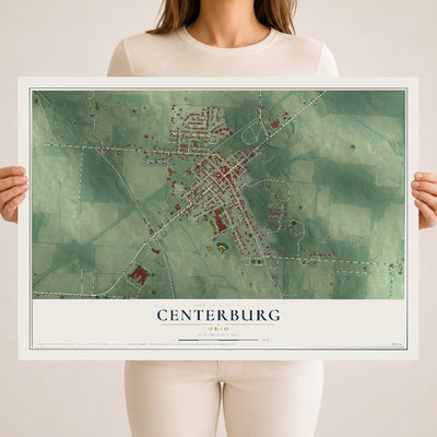 Map of Centerburg, Ohio, 18 x 24 inch unframed archival matte print