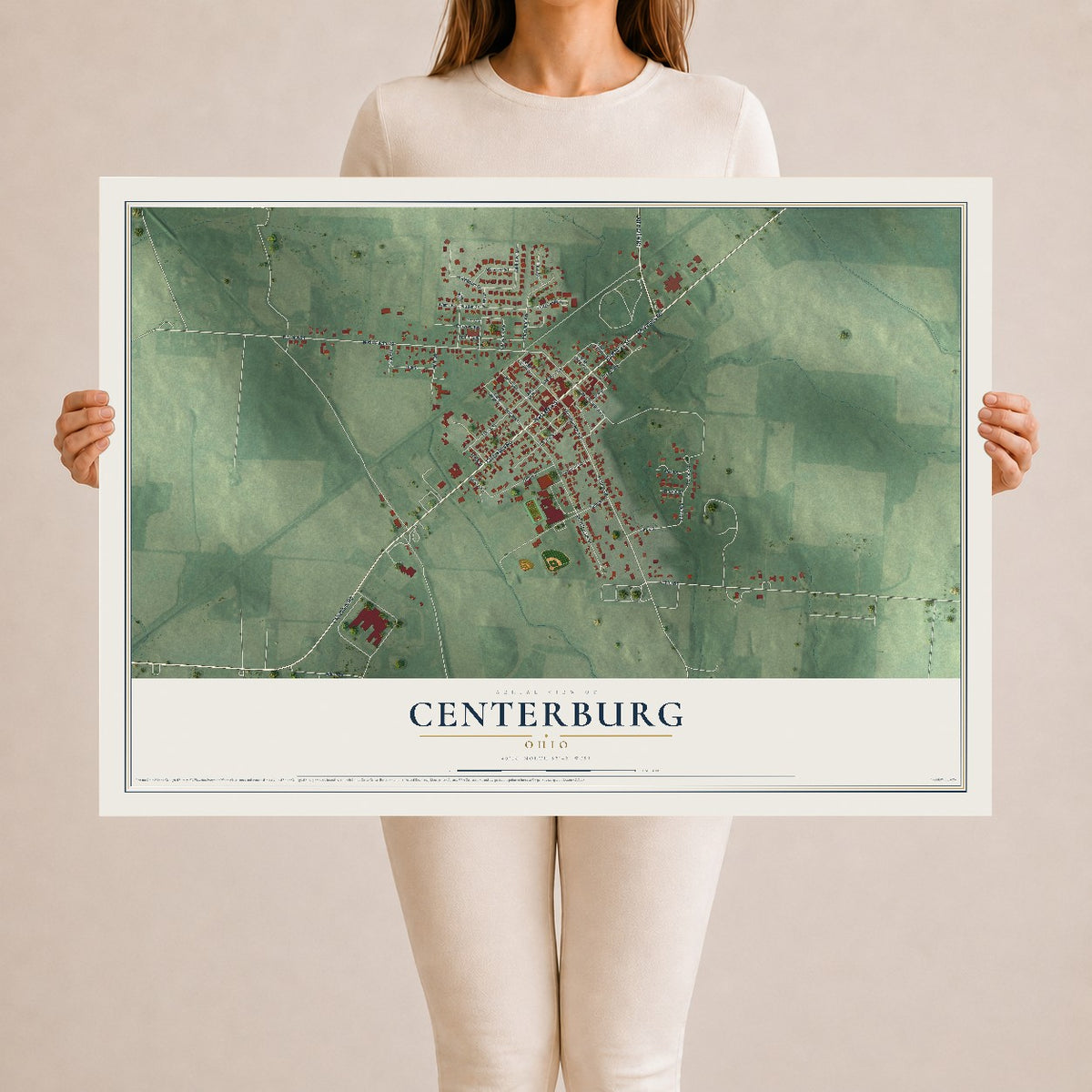 Map of Centerburg, Ohio, 24 x 36 inch unframed archival matte print