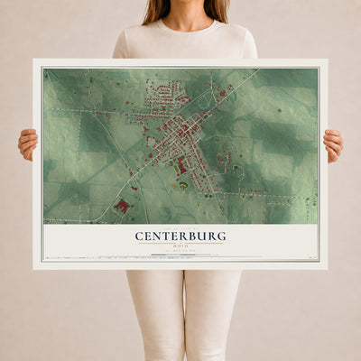 Map of Centerburg, Ohio, 24 x 36 inch unframed archival matte print