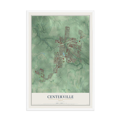 Map of Centerville, Ohio, 12 x 18 inch print in a white wood frame