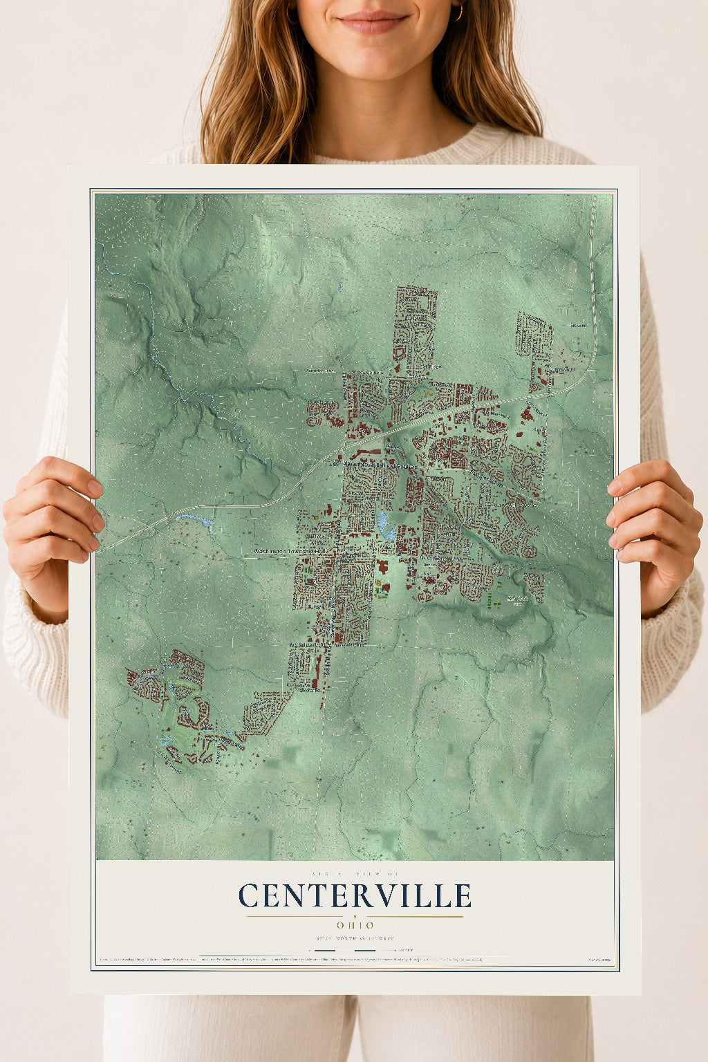 Map of Centerville, Ohio, 18 x 24 inch unframed archival matte print