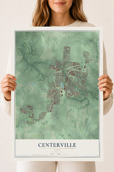 Map of Centerville, Ohio, 18 x 24 inch unframed archival matte print