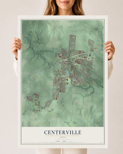 Map of Centerville, Ohio, 24 x 36 inch unframed archival matte print