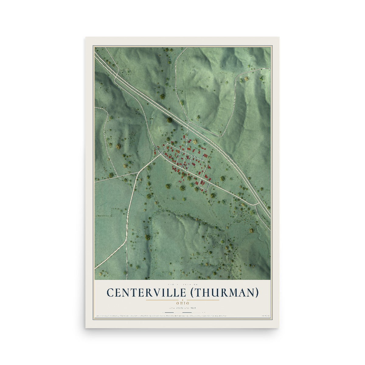Map of Centerville (Thurman), Ohio, 12 x 18 inch unframed archival matte print