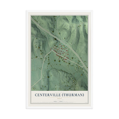 Map of Centerville (Thurman), Ohio, 12 x 18 inch print in a white wood frame