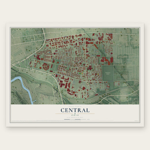 Central, Ohio map print, the full design